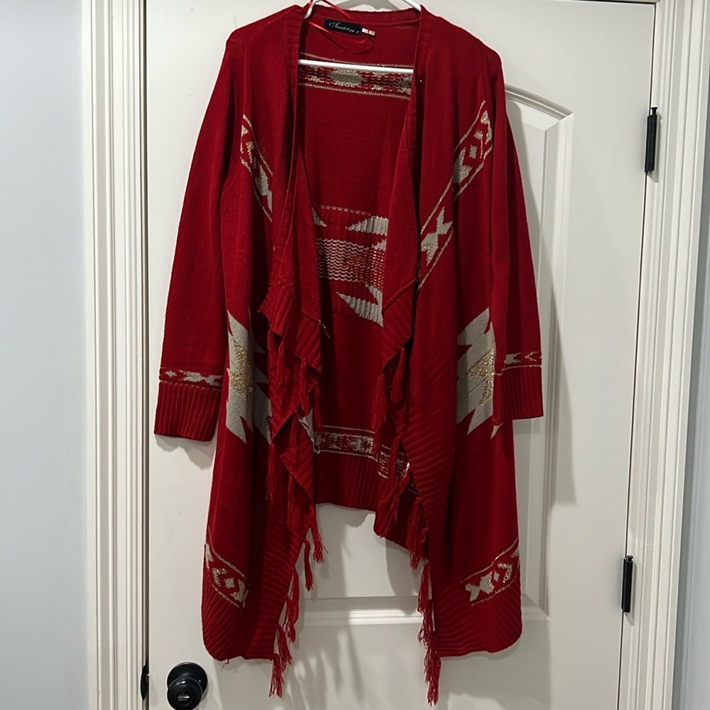 Red sweater cardigan. Trendology brand. Size L